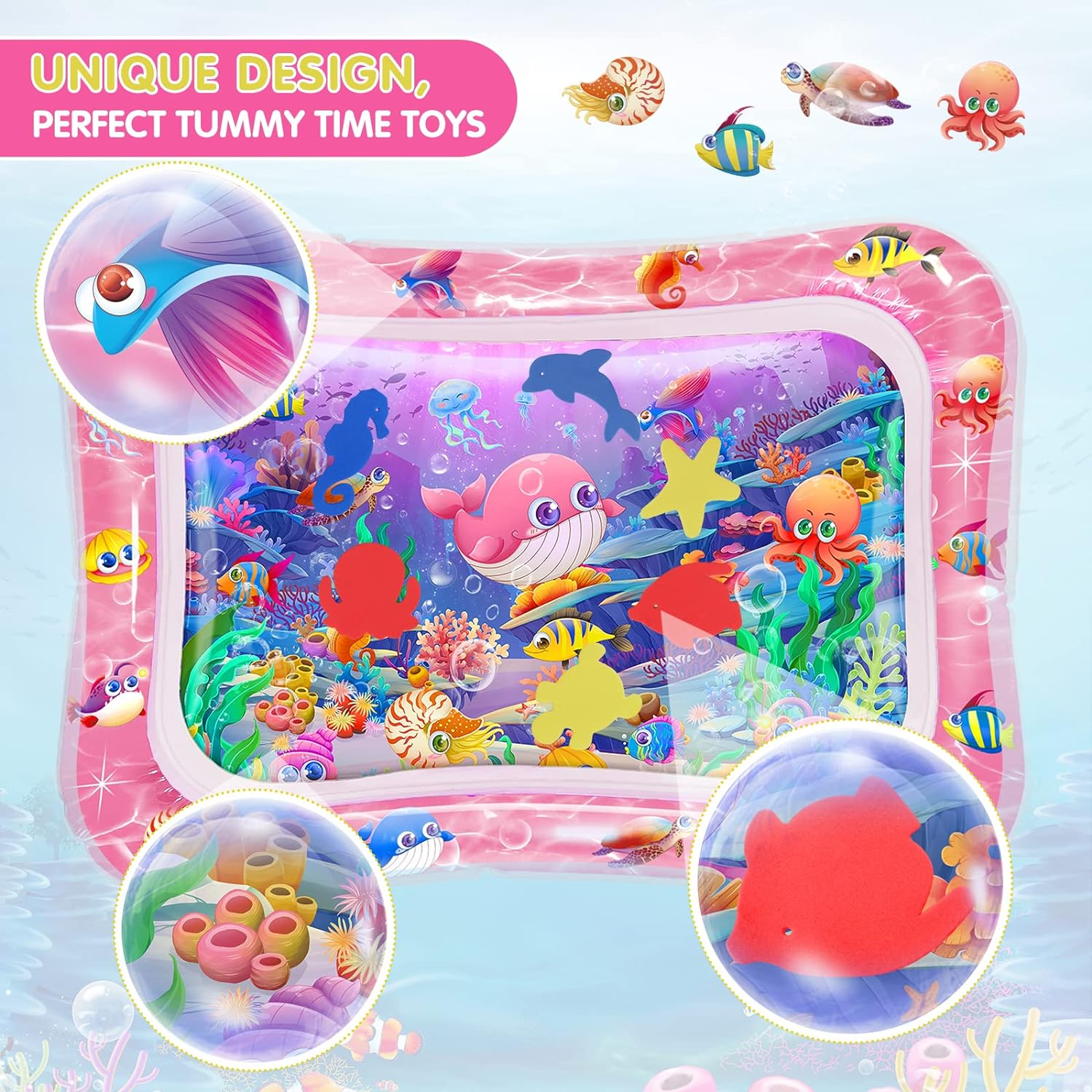 Infinno Inflatable Tummy Time Mat Premium Baby Water Play Mat for Infants and Toddlers Baby Toys for 3 to 24 Months, Strengthen Your Baby's Muscles, Portable - Image 2